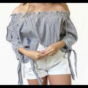 American Eagle Striped Off The Shoulder Blouse XL